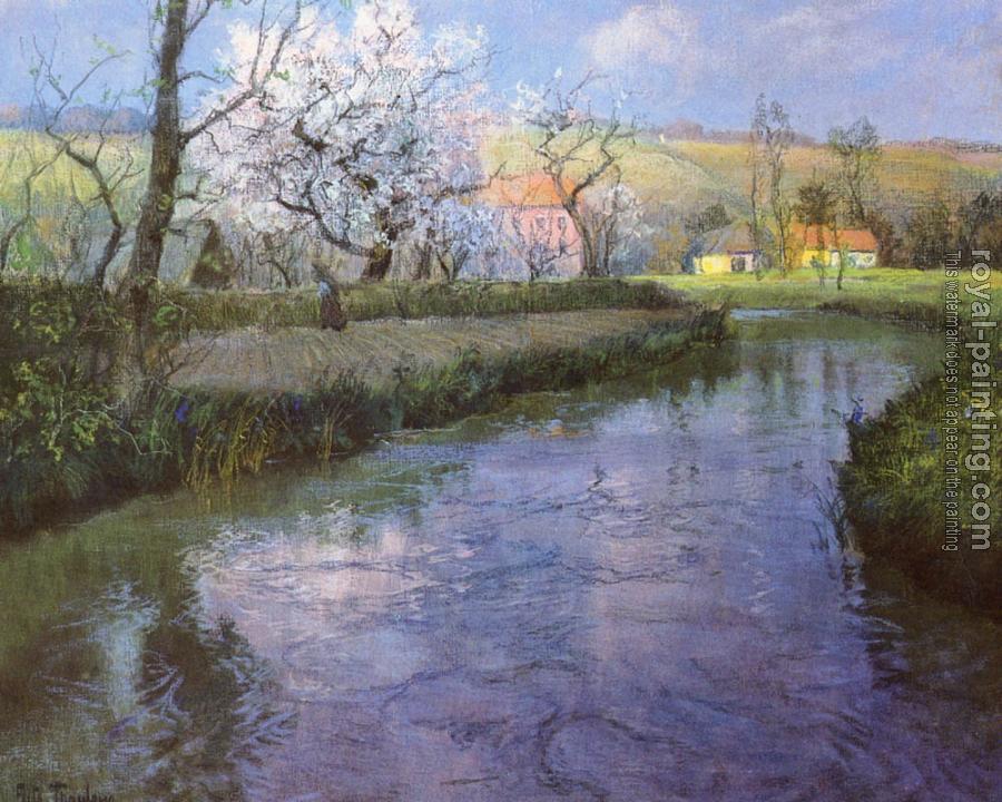Frits Thaulow : A French River Landscape